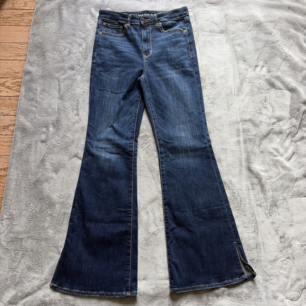 American Eagle Super High-Rise Flare Jeans Women 8 Short Stretch Dark Wash Denim